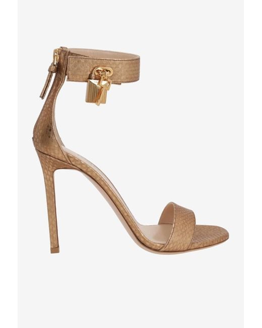 Tom Ford White 105 Padlock Leather Sandals