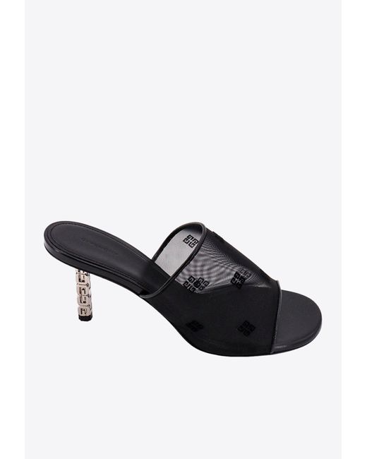 Givenchy Black G-Cube 55 Logo-Embroidered Mesh Mules