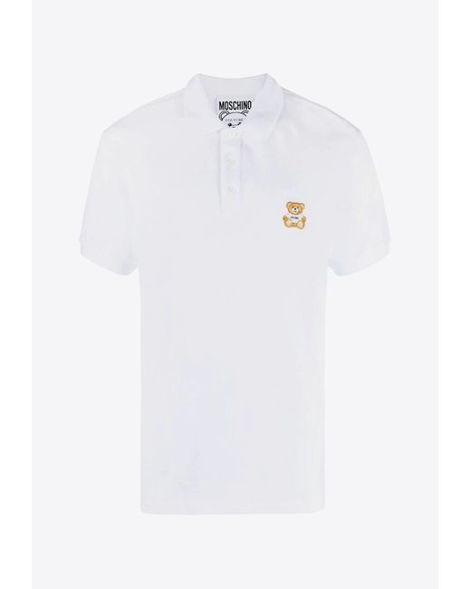Moschino White Teddy Bear Polo T-Shirt for men