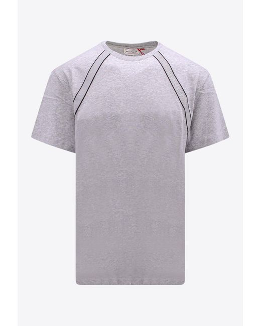 Alexander McQueen Purple Harness Logo Tape Crewneck T-Shirt for men