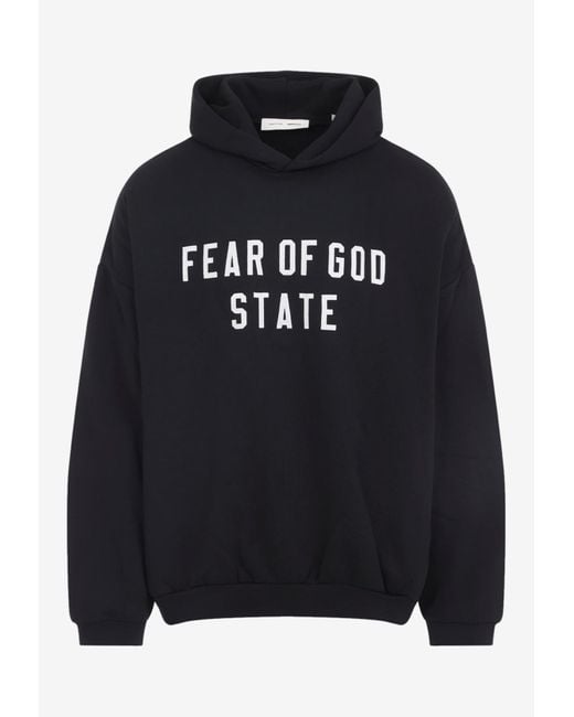 Fear Of God Black Printed Hooded Sweatshirt for men