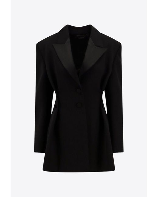 Givenchy Black Single-Breasted Pleated Wool Blazer