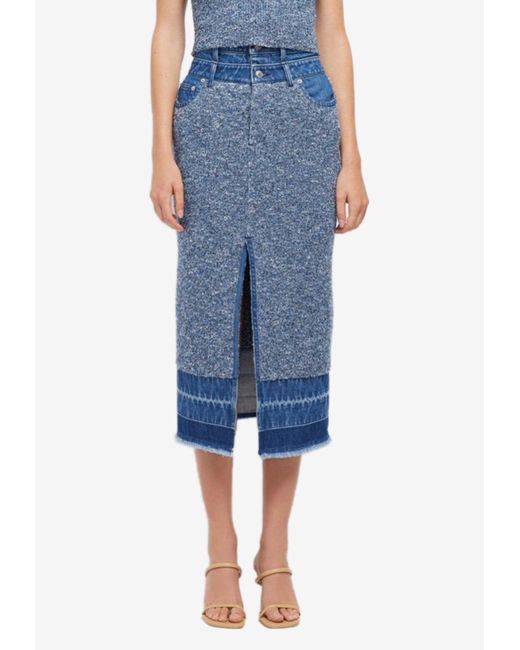 Jonathan Simkhai Blue Maddy Knit Midi Skirt