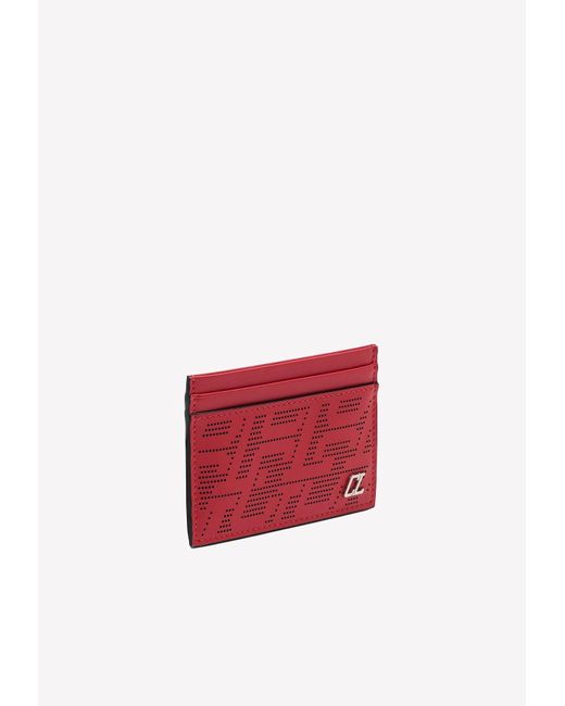 Christian Louboutin Red Perforated Leather Cardholder for men