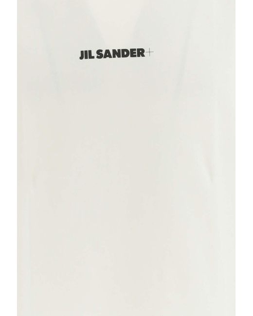 Jil Sander White Logo Print Crewneck T-Shirt for men