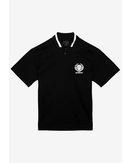 Givenchy Black Logo Embroidered Polo T-Shirt for men