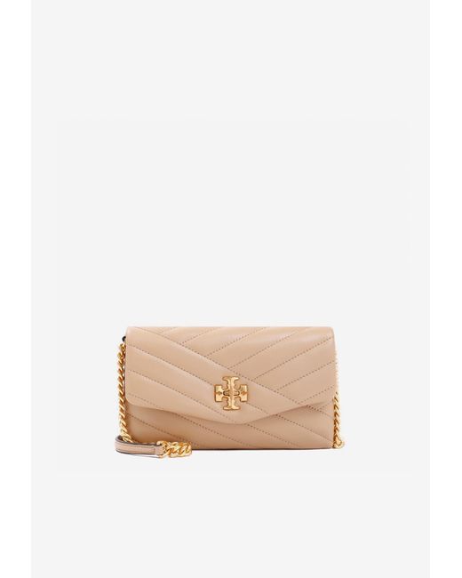 Tory Burch Kira Chevron Chain Crossbody Bag In Nappa Leather in Natural