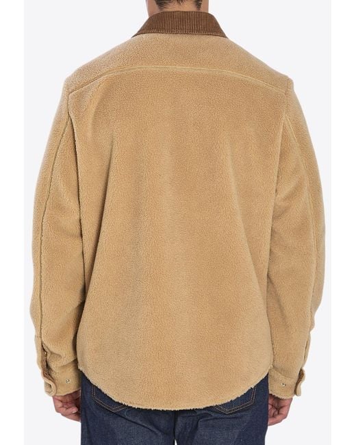 Moncler Natural Teddy Button-Up Overshirt for men