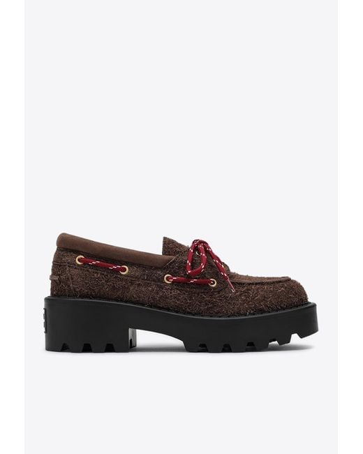 Miu Miu Brown Suede Platform Loafers