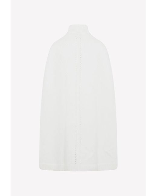 Valentino Cape Coat In Wool And Cashmere in White Lyst