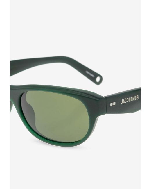 Jacquemus Green Logo Print Round Sunglasses