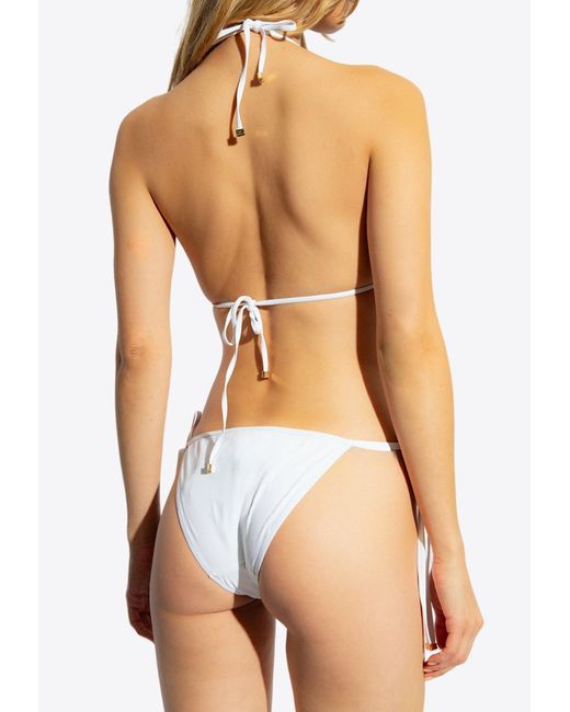 Dolce & Gabbana White Dg Logo Self-Tie Swimsuit Bottoms