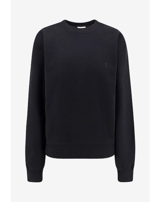 Saint Laurent Blue Cassandre Embroidered Sweatshirt