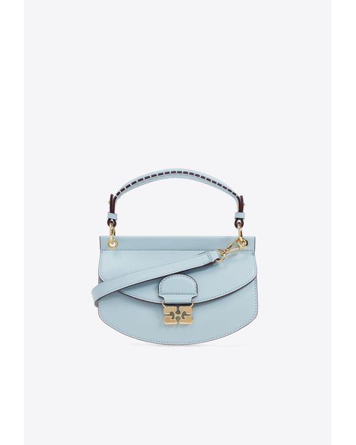 Ganni Blue Mini Apo-G Top Handle Bag