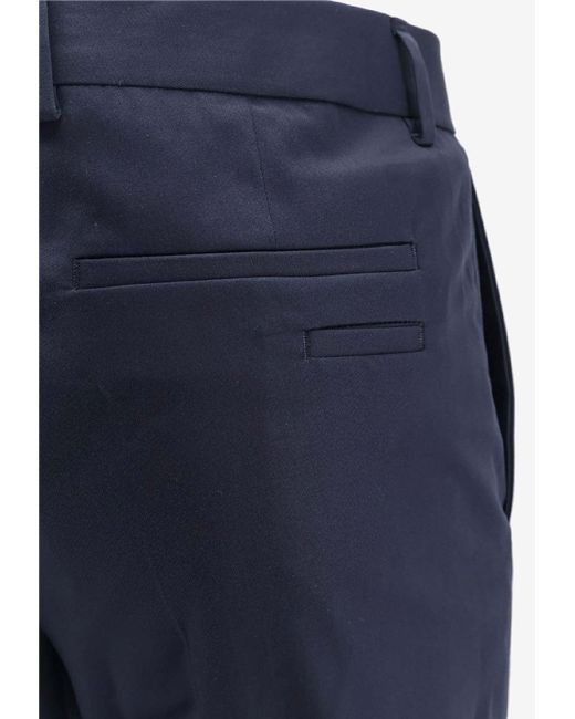 Boss Blue Silk-Blend Pants for men