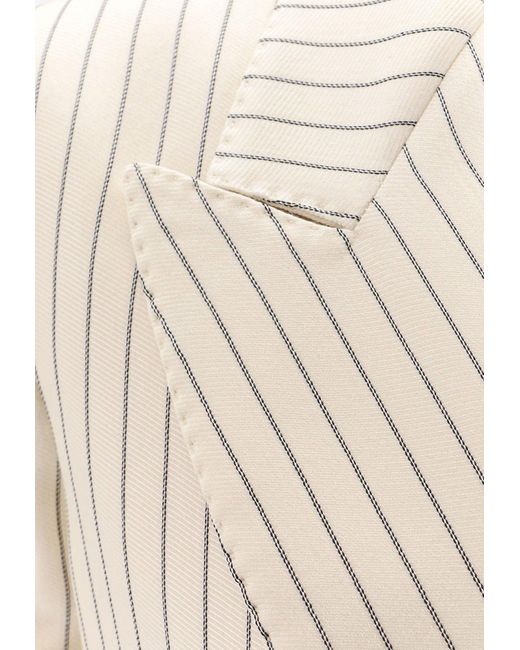 Tom Ford Natural Wallis Double-Breasted Stripe Blazer