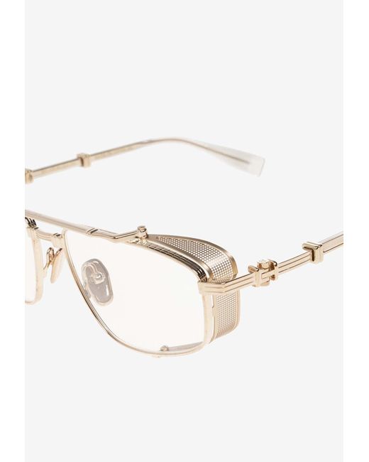 Balmain Natural Brigade Square-Framed Optical Glasses