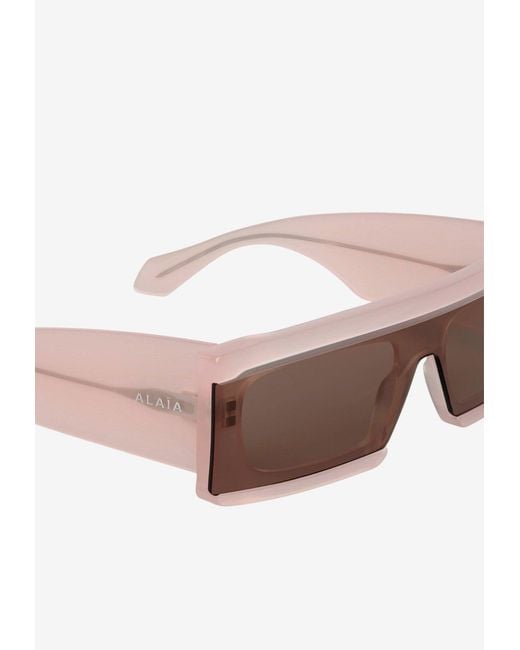 Alaïa Brown Rectangular Mask Sunglasses