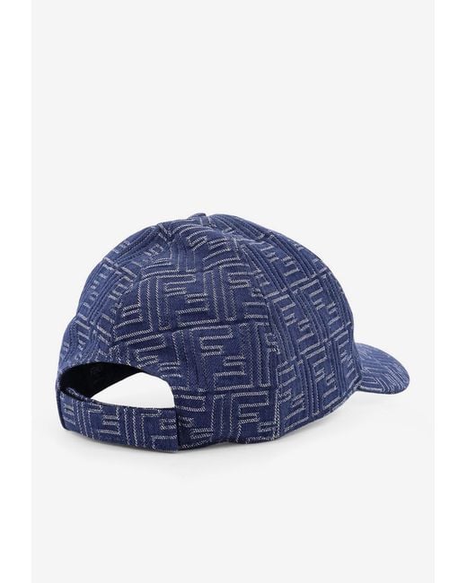 Fendi Blue Ff Jacquard Baseball Cap for men