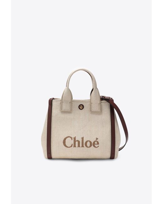 Chloé Natural Small Carry Jacquard Canvas Tote Bag