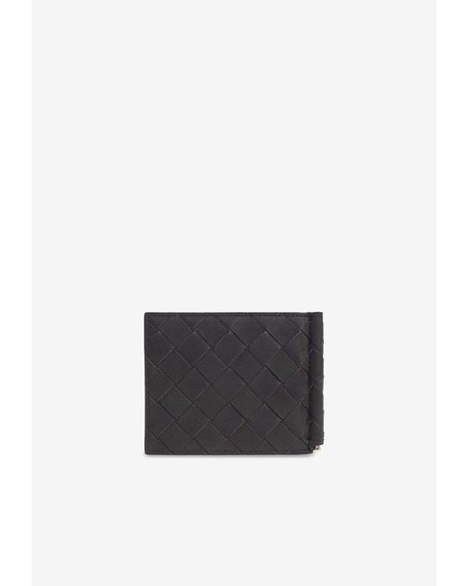 Bottega Veneta White Intrecciato Bi-Fold Note Clip Wallet for men