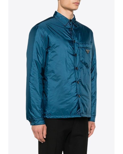 Prada Blue Triangle Logo Padded Jacket for men