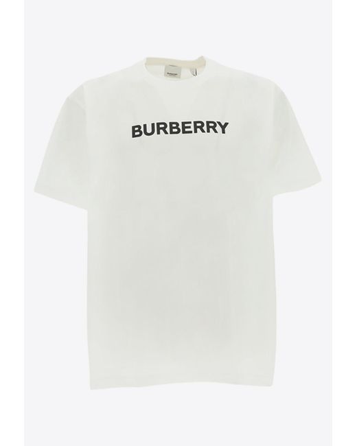 Burberry White Logo Print Crewneck T-Shirt for men