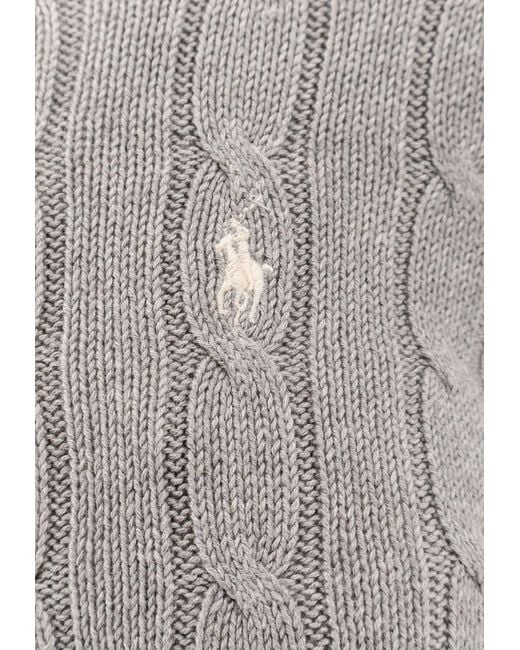 Polo Ralph Lauren Gray Cable Knit Logo Sweater