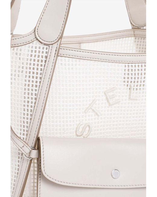 Stella McCartney White Logo Embroidered Shoulder Bag