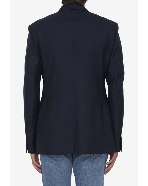 Loewe Blue Double-Breasted Wool Blazer for men