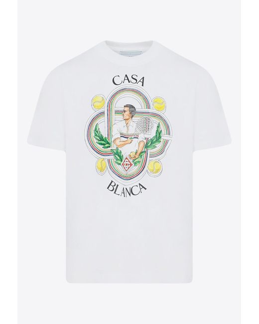 CASABLANCA White Le Joueur Print T-shirt for men