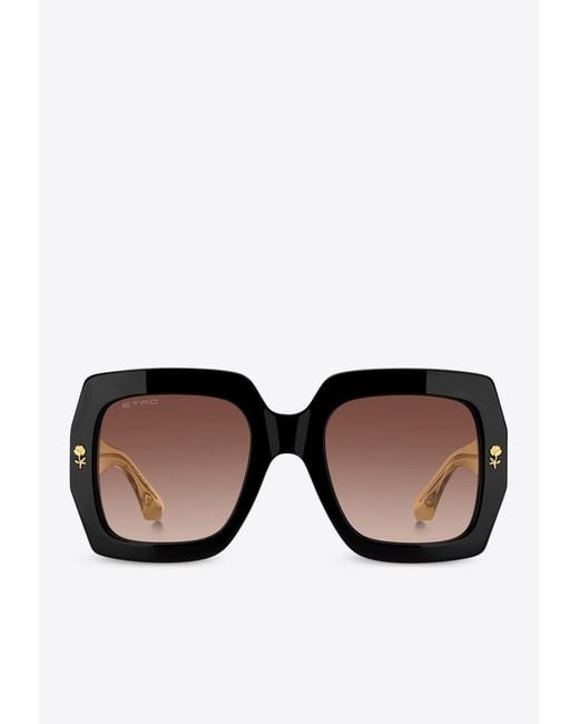 Etro Black Mania Oversized Square Sunglasses