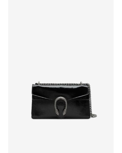 Gucci Black Small Dionysus Patent Leather Crossbody Bag