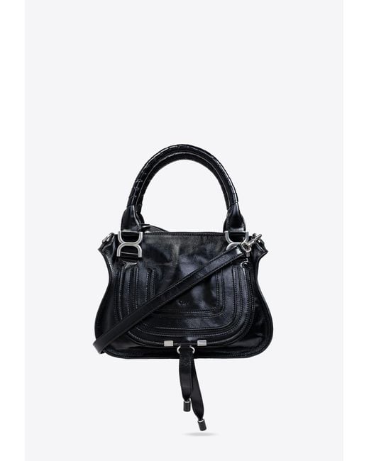 Chloé Blue Small Marcie Leather Shoulder Bag
