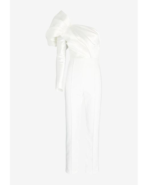 Solace London White Nova One-shoulder Jumpsuit