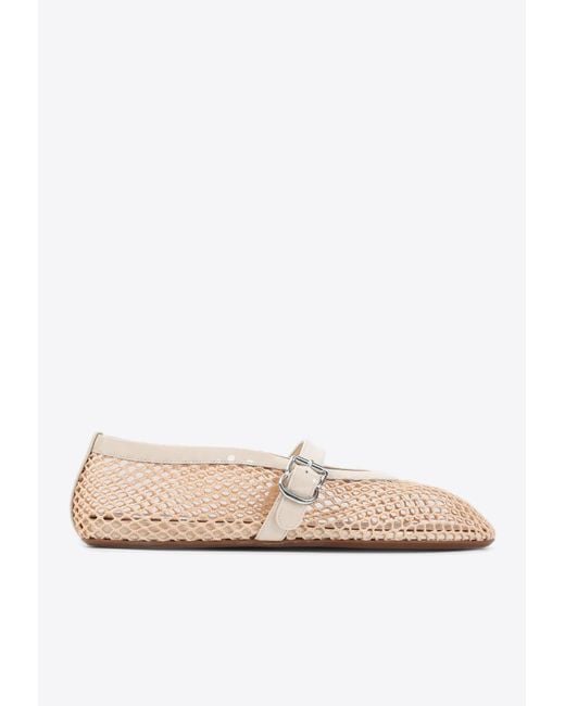 Alaïa White Clair Fishnet Ballerina Flats