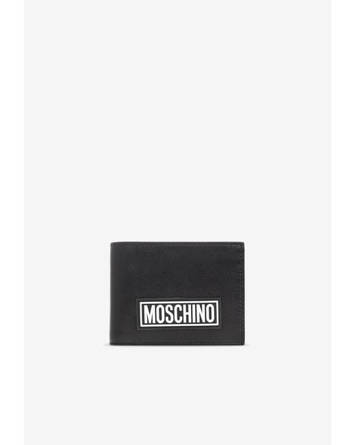 Moschino White Logo Bi-Fold Leather Wallet for men