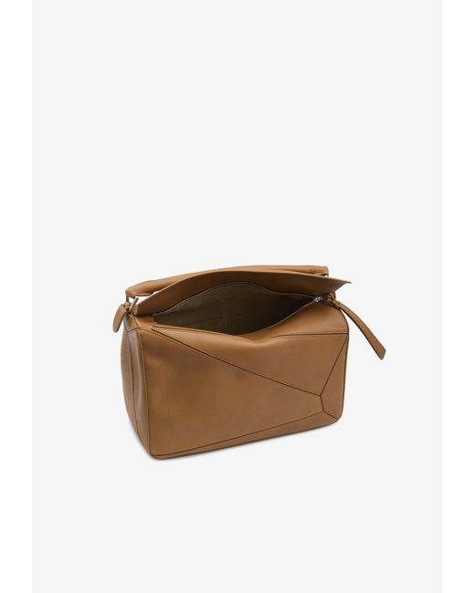 Loewe White Large Puzzle Edge Grained Leather Top Handle Bag for men