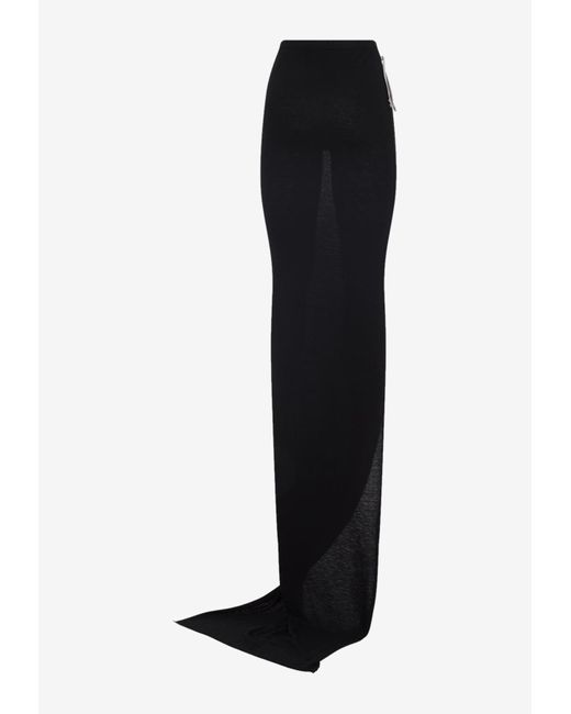 Rick Owens Black Edfu Asymmetric Maxi Skirt