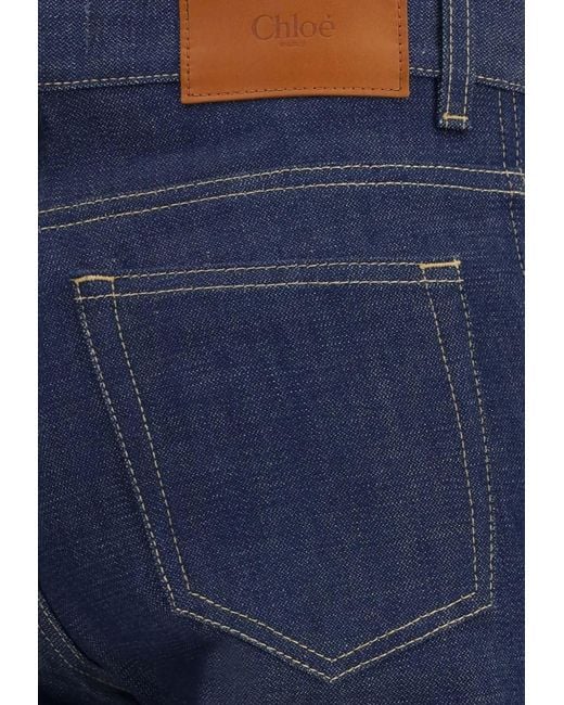 Chloé Blue Logo Patch Slim Jeans