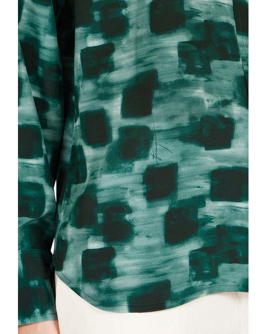 Ferragamo Green Graphic Print Button-Up Shirt