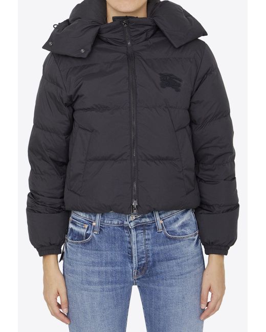 Burberry Reversible Cropped Down Jacket in Blue Lyst