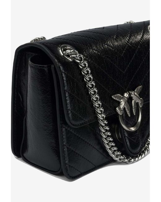 Pinko White Mini Love One Chevron Leather Shoulder Bag