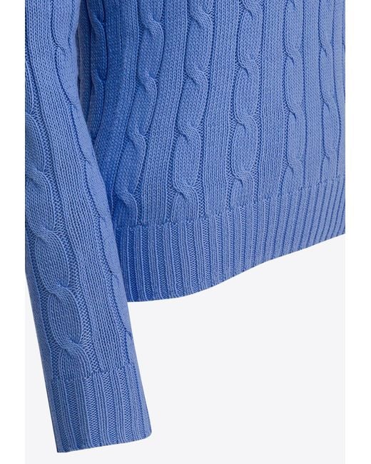 Polo Ralph Lauren Blue Cable-Knit Logo Sweater