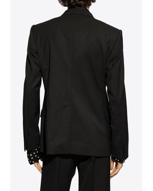 Dolce & Gabbana Black Wrap Design Wool-Blend Blazer for men