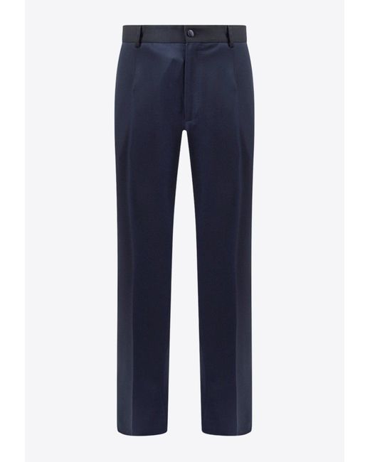 Dolce & Gabbana Blue Stretch Wool Tuxedo Straight Pants for men