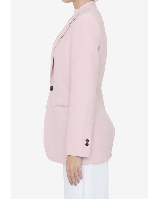Burberry Pink Single-Breasted Wool Blazer