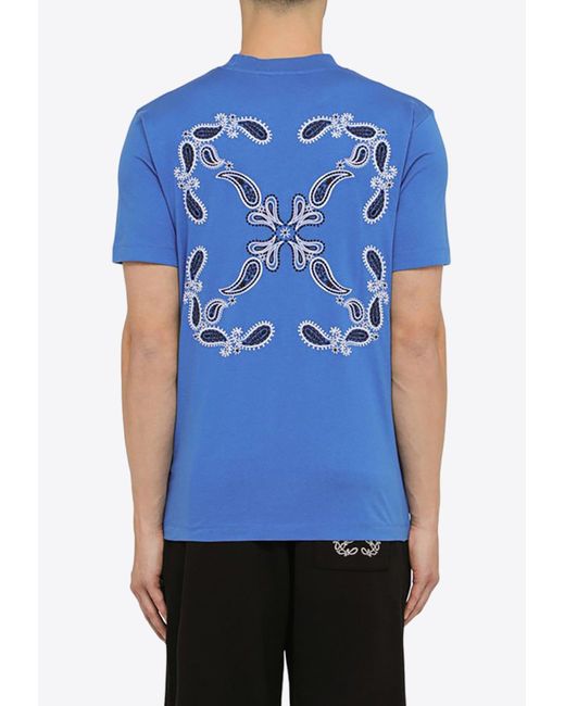 Off-White c/o Virgil Abloh Blue Bandana Arrow Crewneck T-Shirt for men