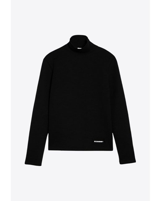 Jil Sander Black Logo-Patch Turtleneck Sweater for men