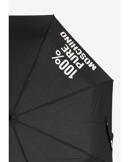 Moschino Black Logo Print Open And Close Umbrella
